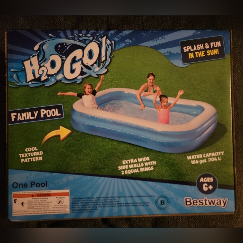 Bestway H2O Go! Swimming Pool Blue Rectangular Inflatable Approx 8.5ftx5.5x18in - Picture 2 of 4